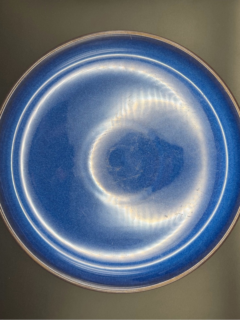 Ceramic Dinner Plate in Deep Blue Glaze